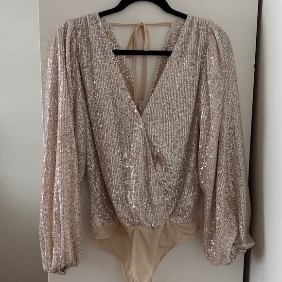 Lulus Sequin Long Sleeve Bodysuit - Picture 5 of 8